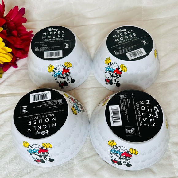 4 Disney Mickey Mouse & Minnie Melamine Soup/Salad/Cereal Bowls (BPA Free) NEW - Picture 5 of 7